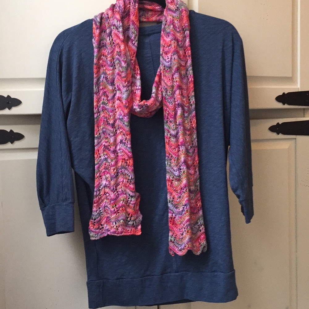 Knit scarf pink multi color